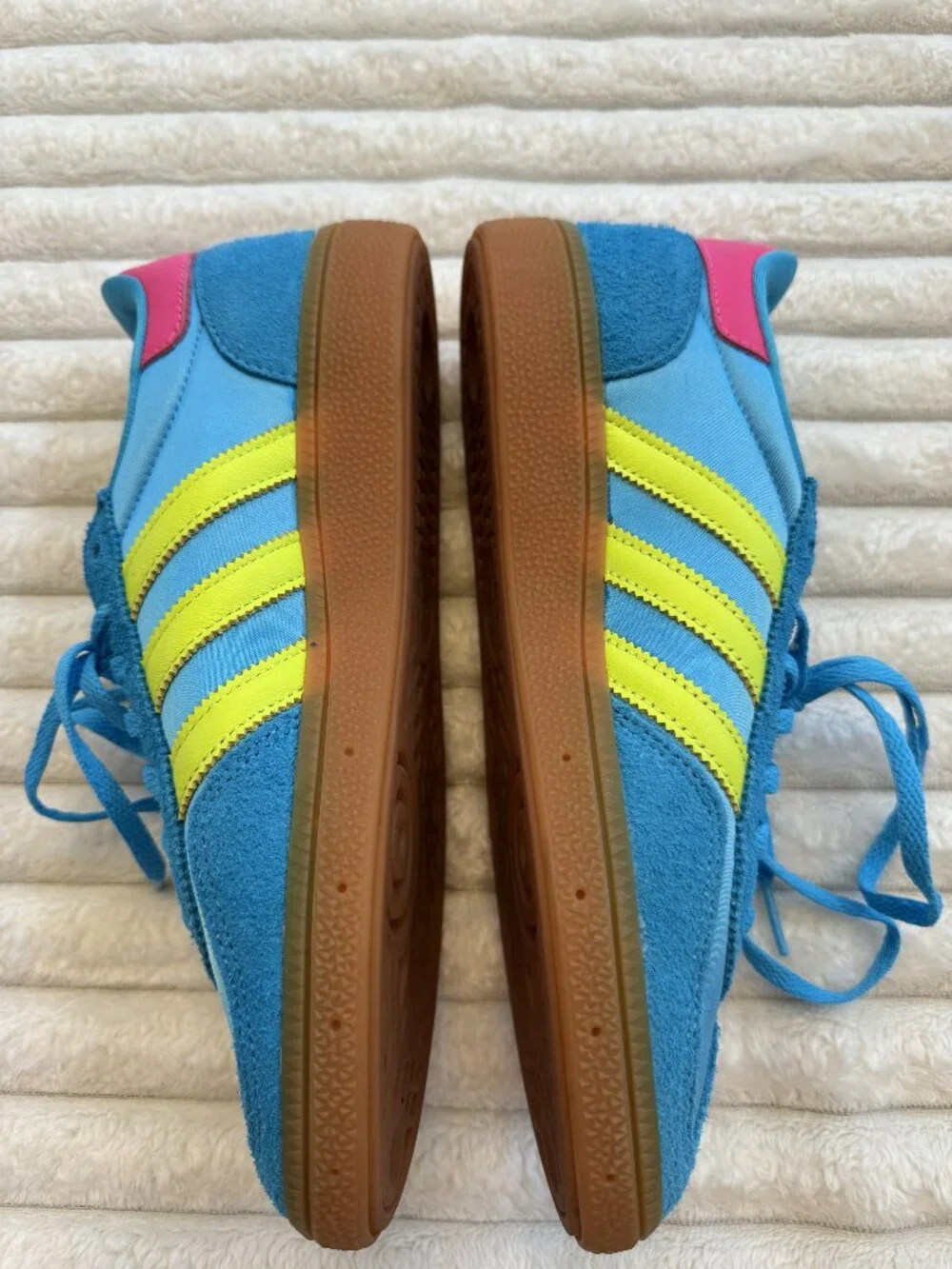 Adidas Handball Spezial Suede Sneakers Blue Yellow Pink Gum Sole